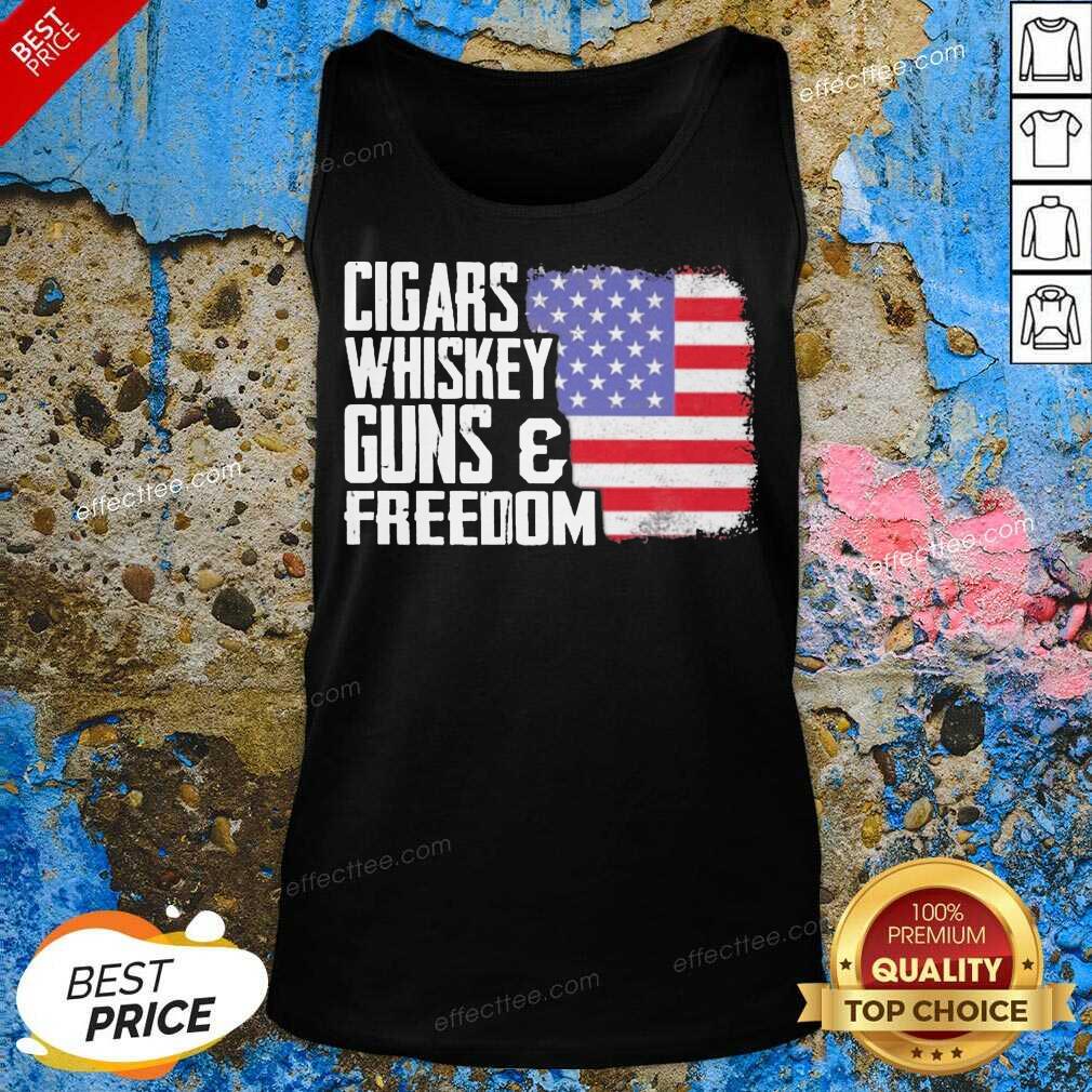 Cigars Whiskey Guns And Freedom 5 American Flag Shirt