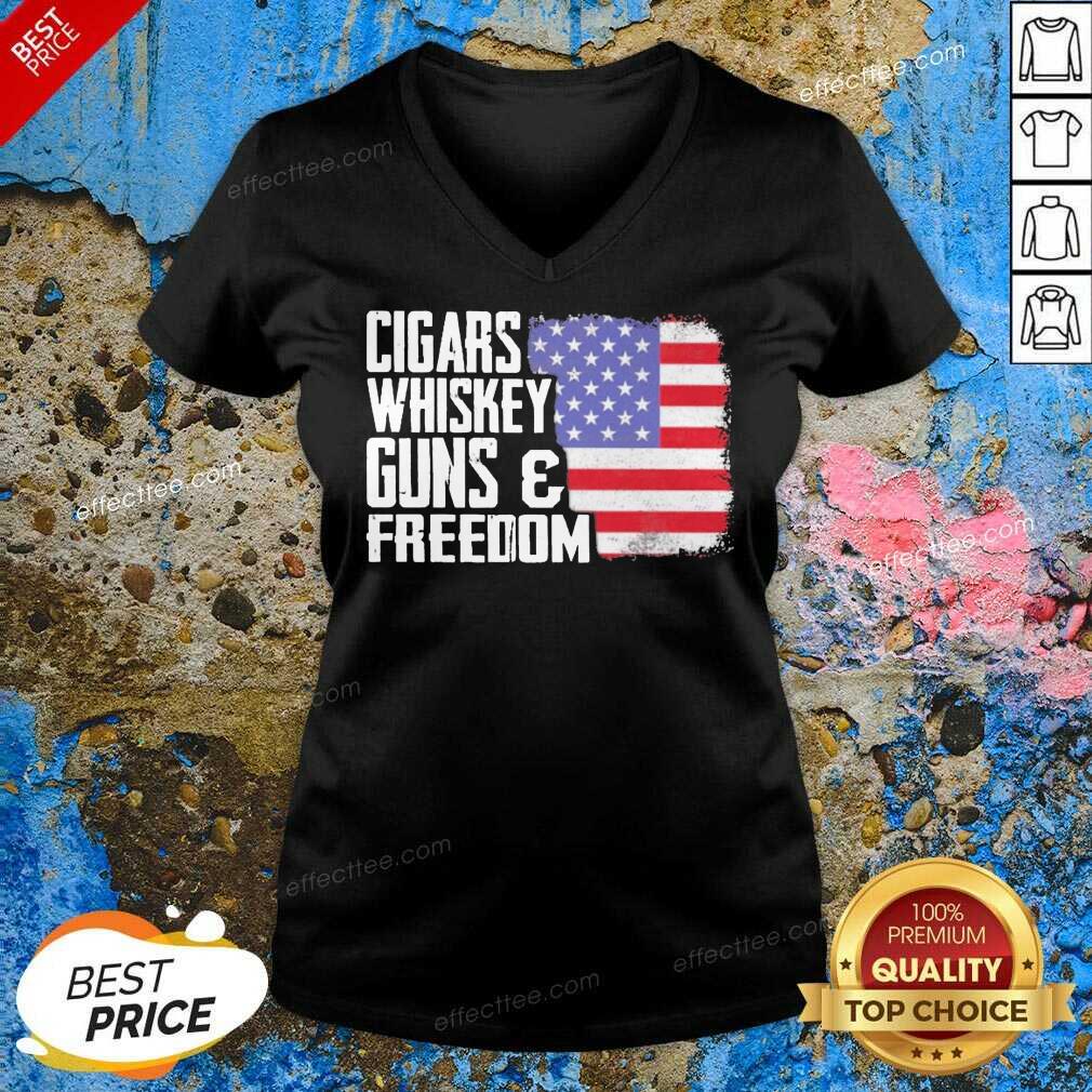 Cigars Whiskey Guns And Freedom 5 American Flag Shirt