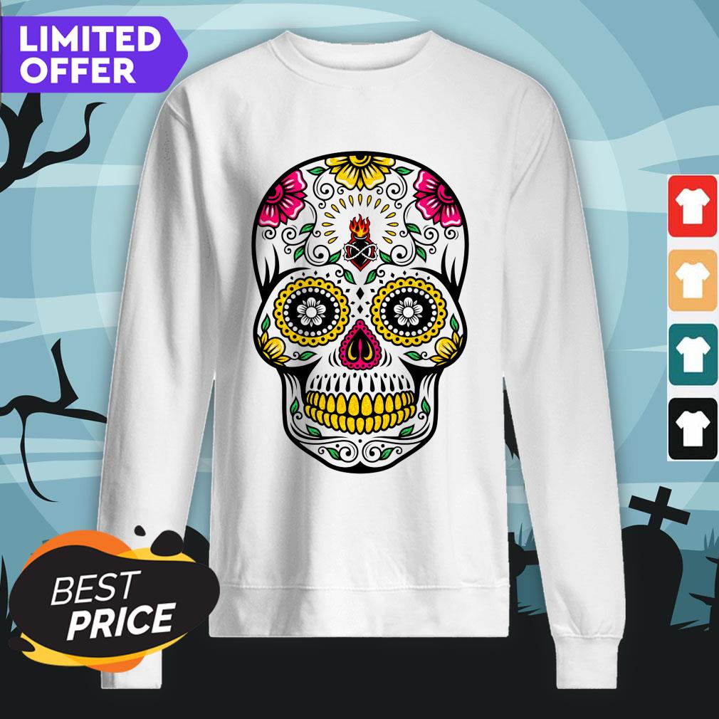 Colorful Floral Sugar Skull Day Of The Dead Shirt