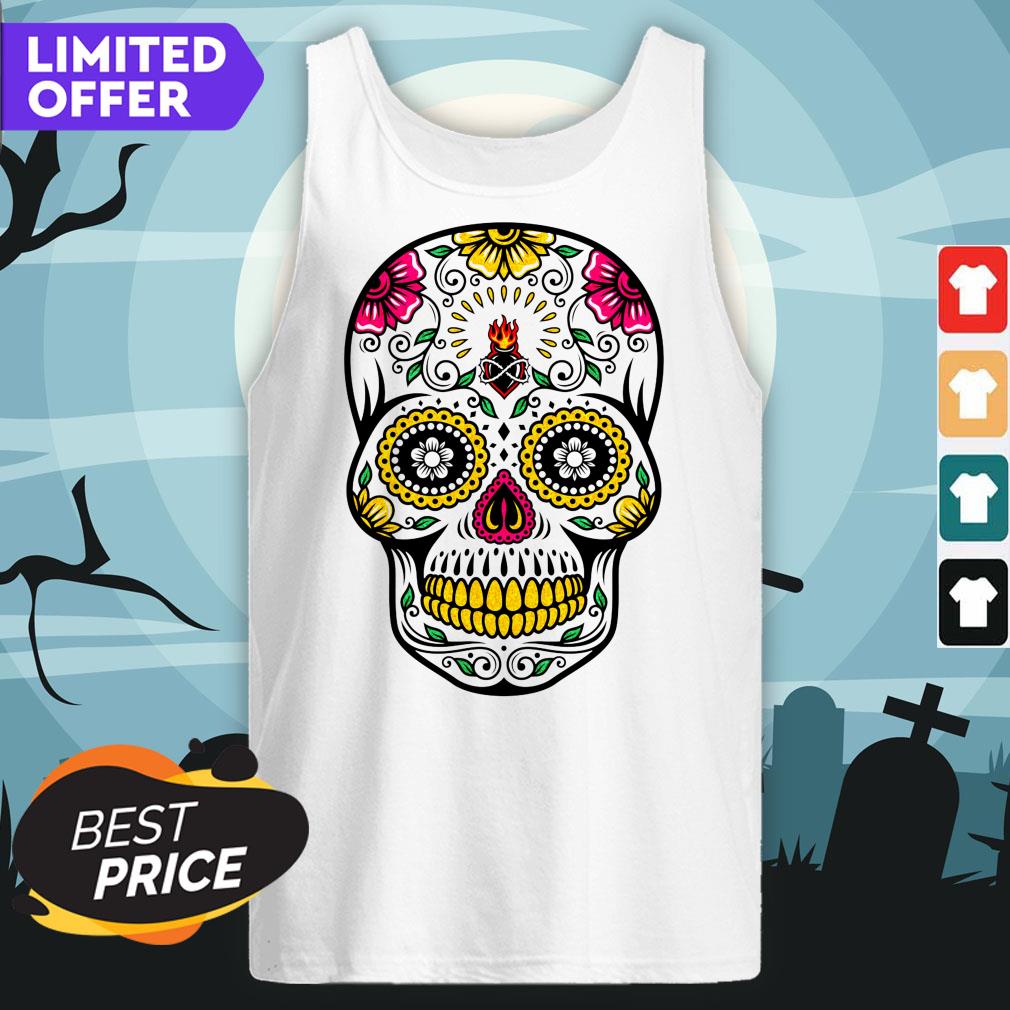 Colorful Floral Sugar Skull Day Of The Dead Shirt