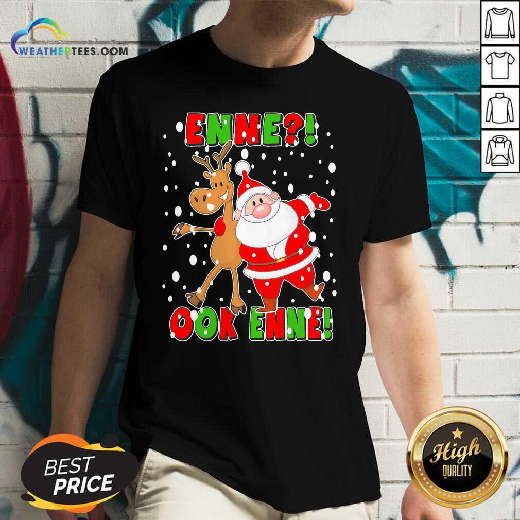 Colorful Santa Claus And Reindeer Enne Ook Enne Christmas Shirt
