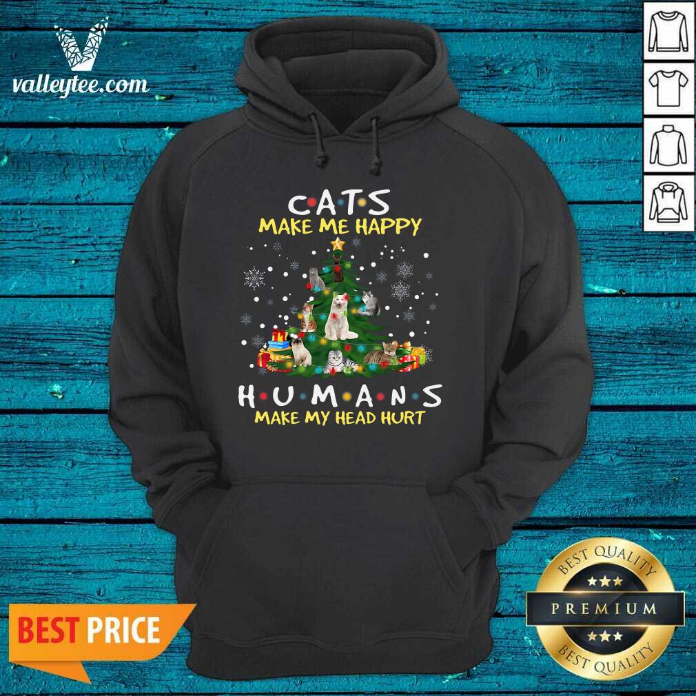 Cool Cats Make Me Happy Humans Make My Head Hurt Ugly Christmas Shirt