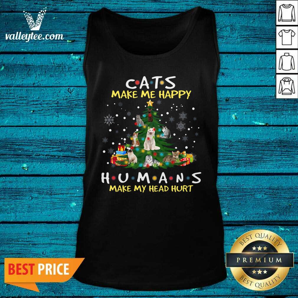 Cool Cats Make Me Happy Humans Make My Head Hurt Ugly Christmas Shirt