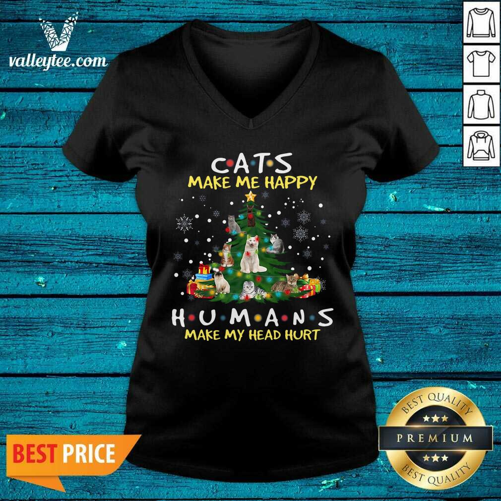 Cool Cats Make Me Happy Humans Make My Head Hurt Ugly Christmas Shirt