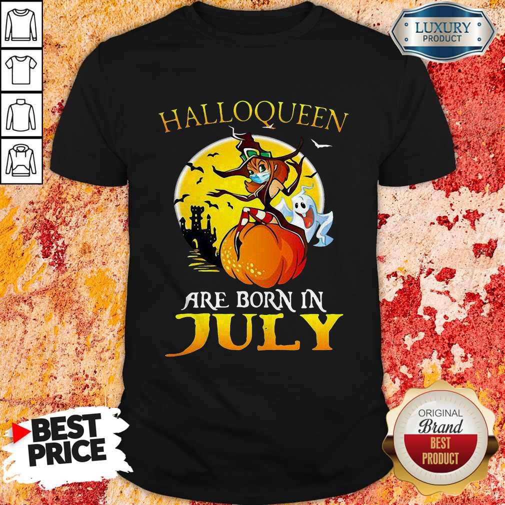 Cool Halloqueen Are Born In July Ghost Witch Mask Shirt