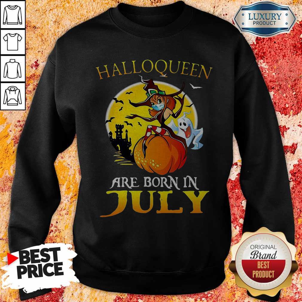 Cool Halloqueen Are Born In July Ghost Witch Mask Shirt