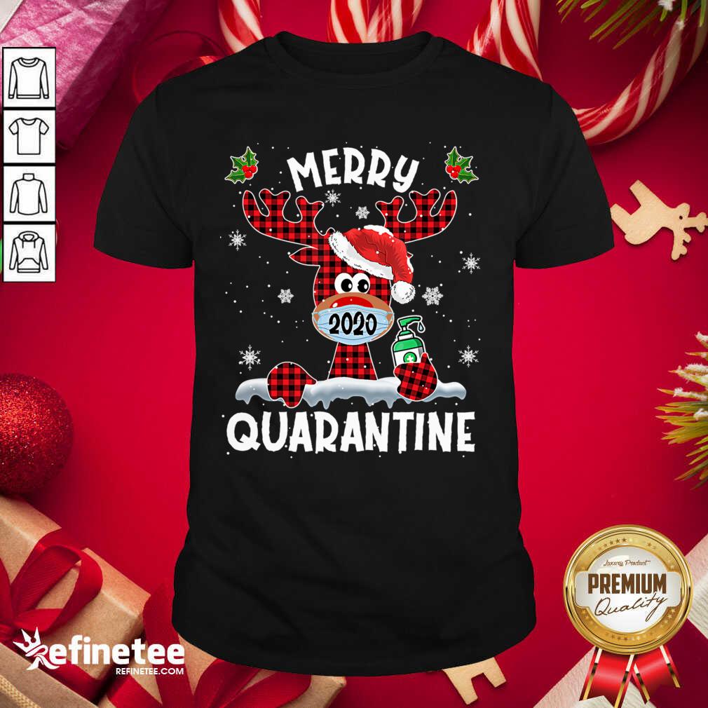 Cool Merry Quarantine Christmas 2020 Reindeer Mask Family Pajamas Shirt