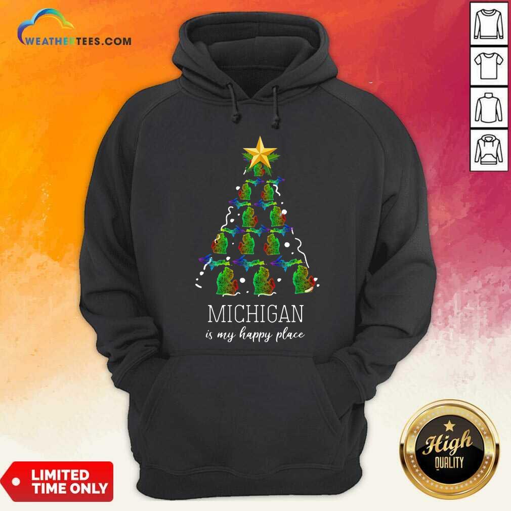 Cool Michigan Is My Happy Place Merry Christmas Tree Shirt
