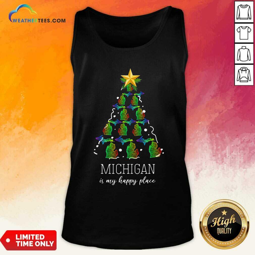 Cool Michigan Is My Happy Place Merry Christmas Tree Shirt