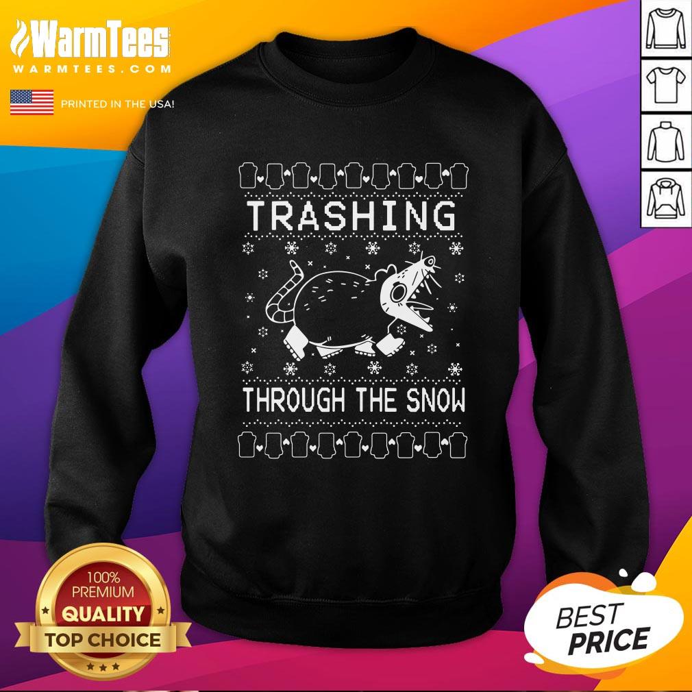 Cool Mouse Trashing Mouse Through The Snow Ugly Christmas Shirt