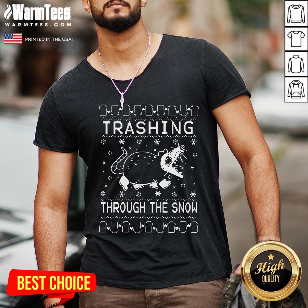 Cool Mouse Trashing Mouse Through The Snow Ugly Christmas Shirt