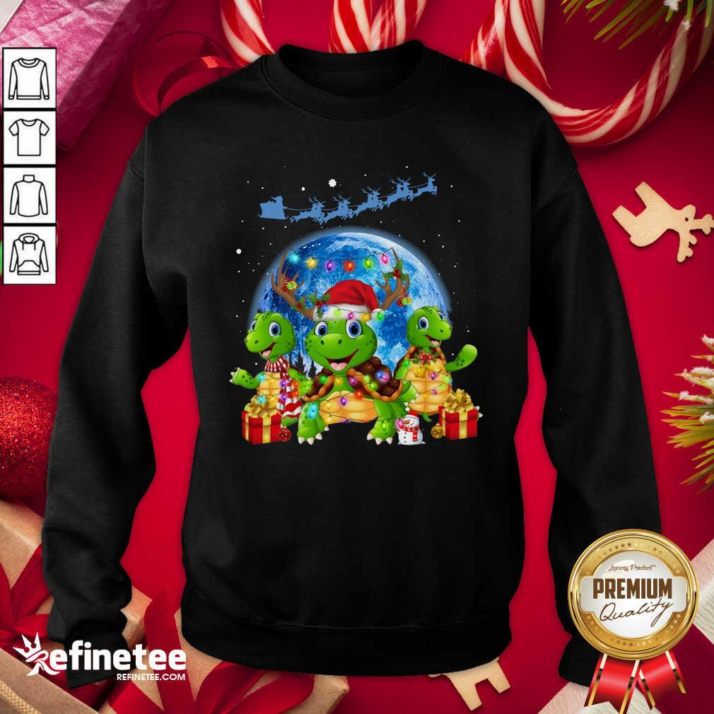 Cool Three Turtle Santa Reindeer Merry Christmas Shirt