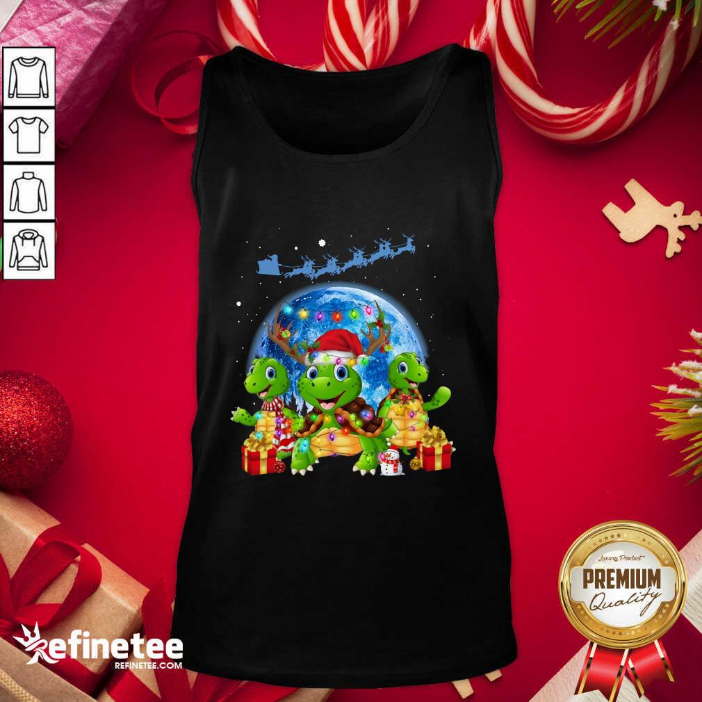 Cool Three Turtle Santa Reindeer Merry Christmas Shirt