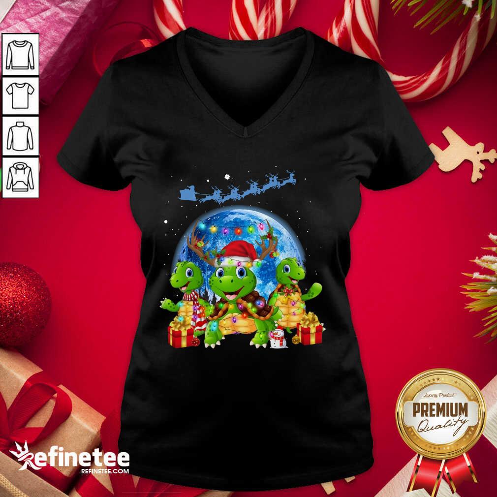 Cool Three Turtle Santa Reindeer Merry Christmas Shirt
