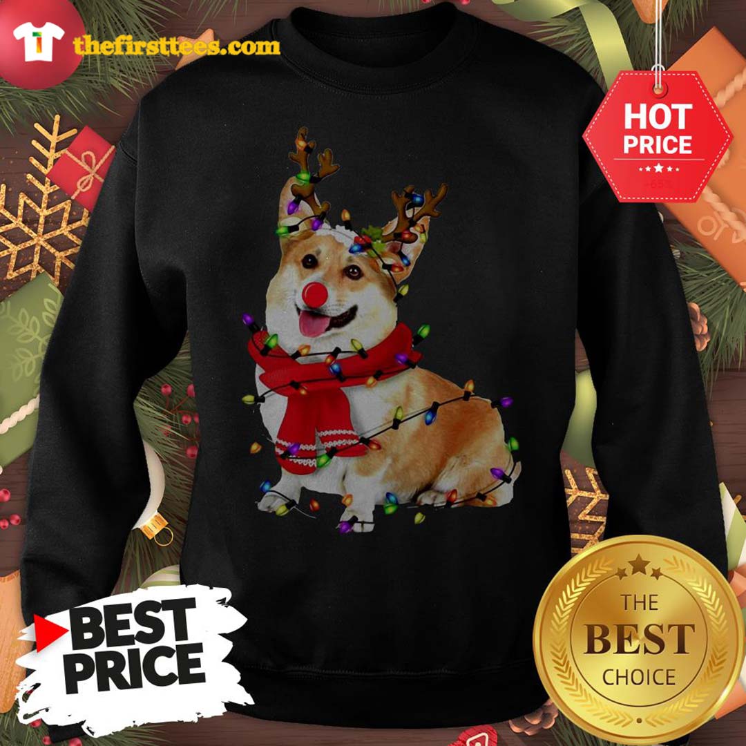 Corgi Reindeer Christmas Lights Pajama Lovely Shirt