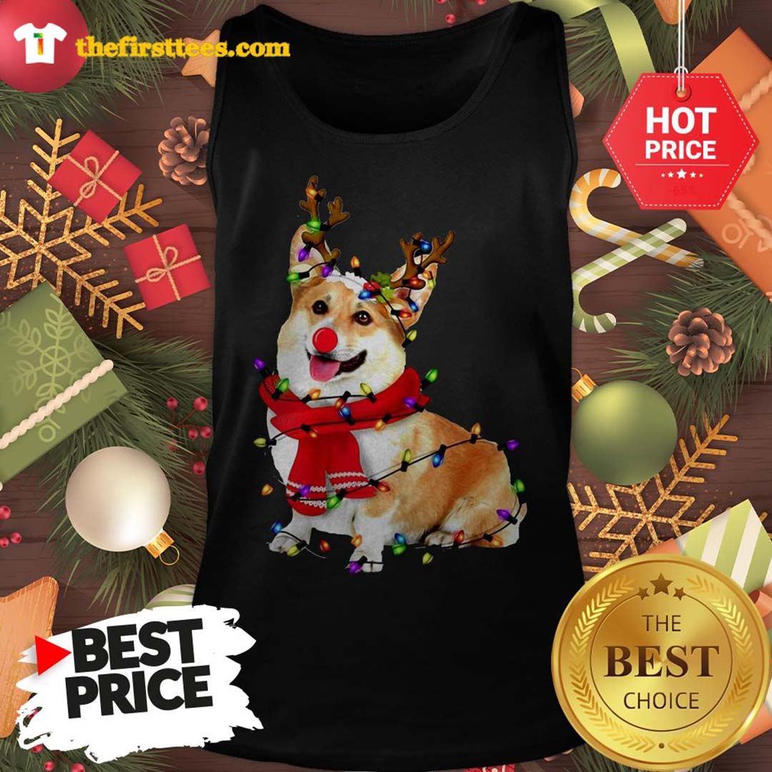 Corgi Reindeer Christmas Lights Pajama Lovely Shirt