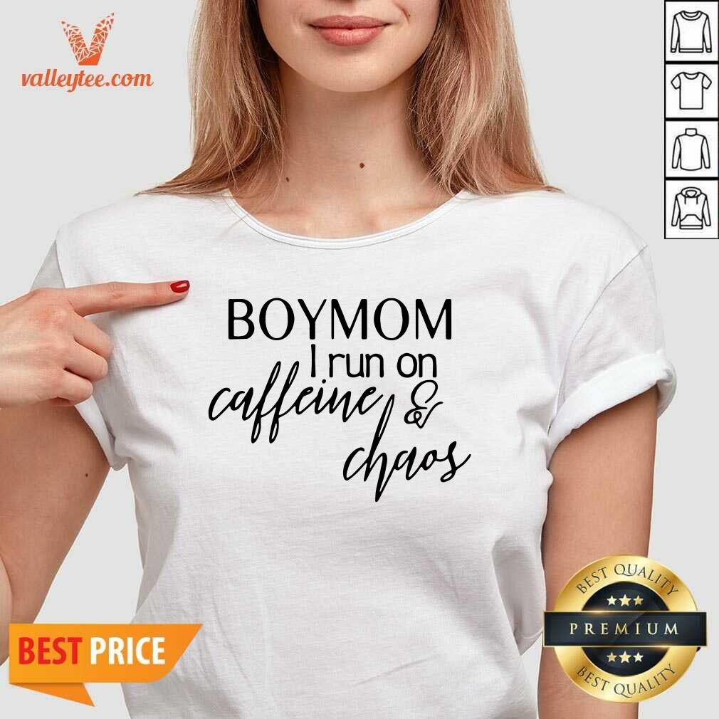 Cute Boy Mom I Run Caffeine And Chaos Shirt