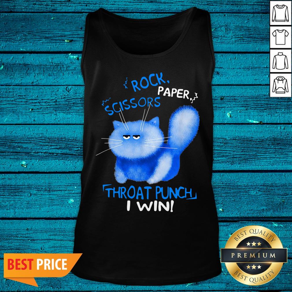 Cute Cat Rock Paper Scissors Throat Punch I Win Shirt
