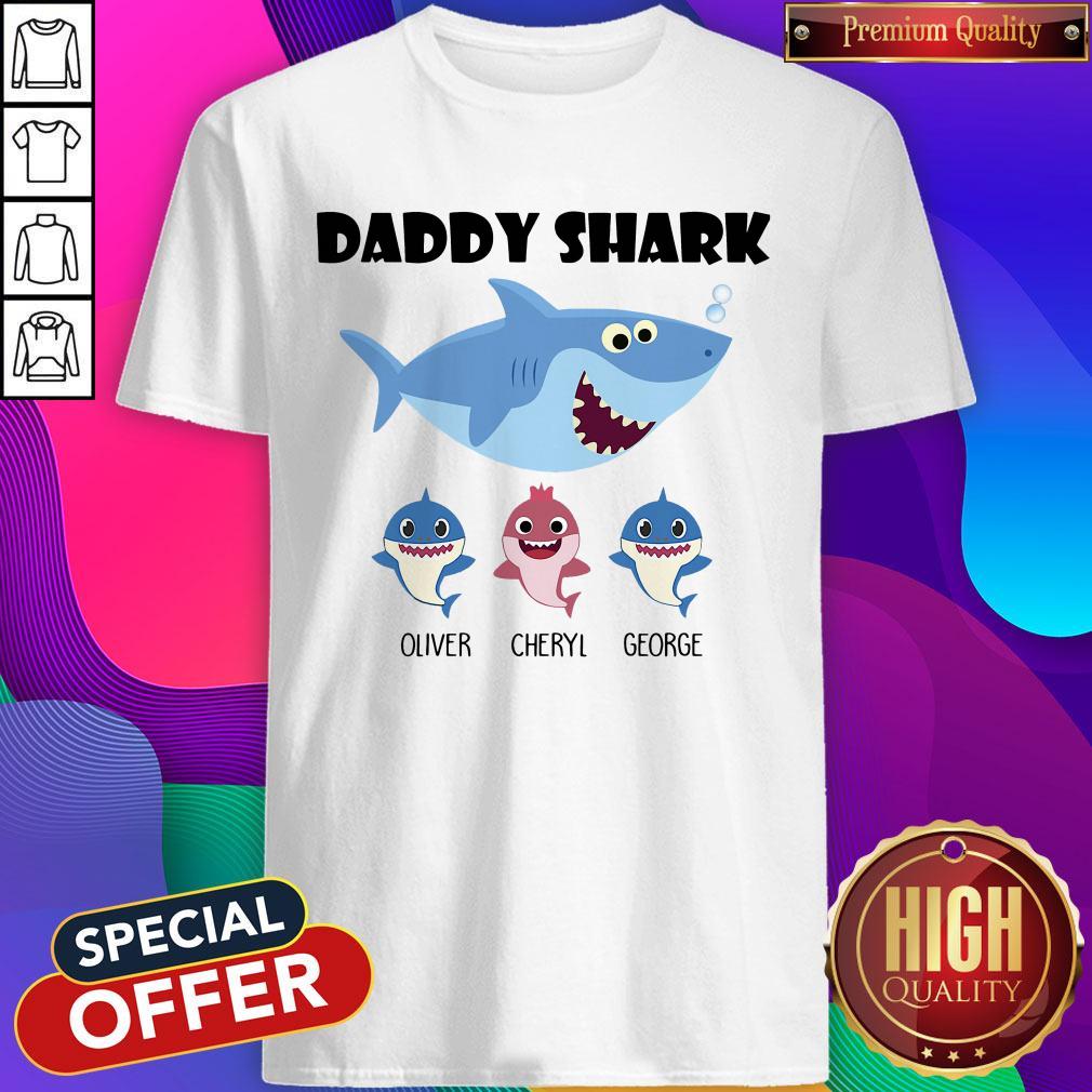 Cute Daddy Shark Oliver Cherry George Shirt