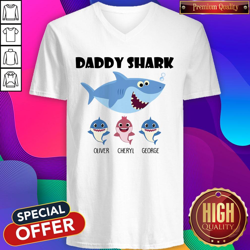 Cute Daddy Shark Oliver Cherry George Shirt