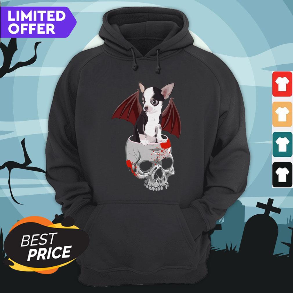 Cute Dog Chihuahua Bat Skull Day Of The Dead Muertos Shirt