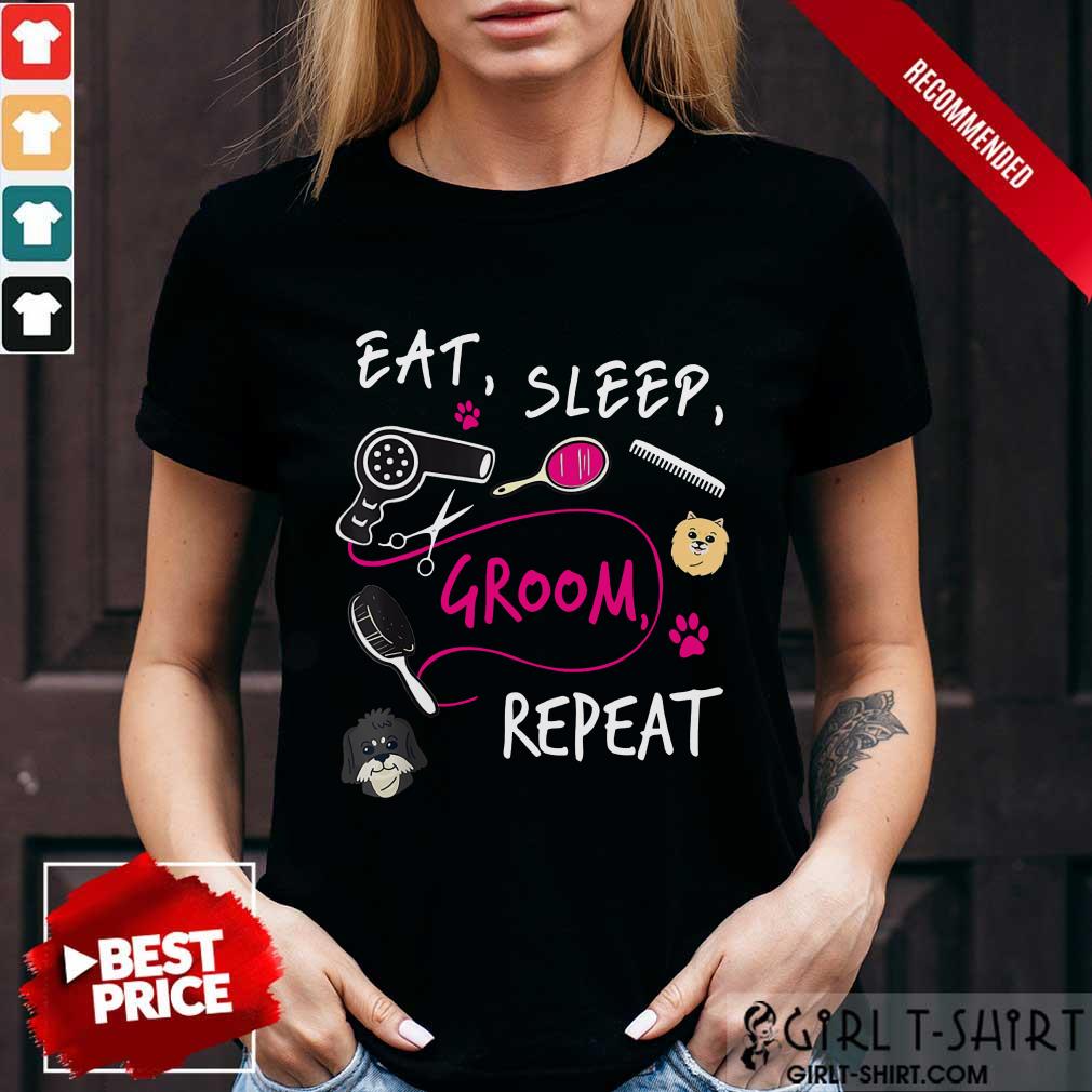 Cute Dog Eat Sleep Groom Repeat Shirt