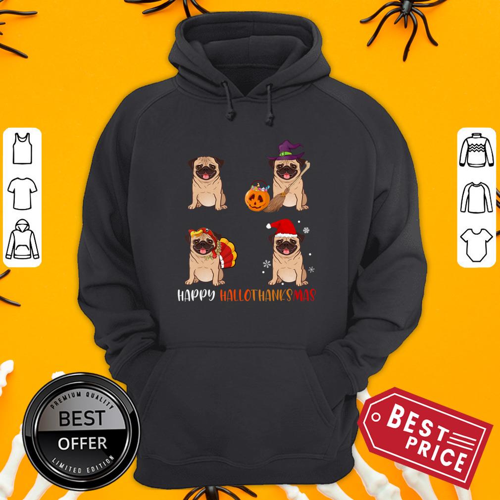 Cute Pug Happy Hallothanksmas Shirt