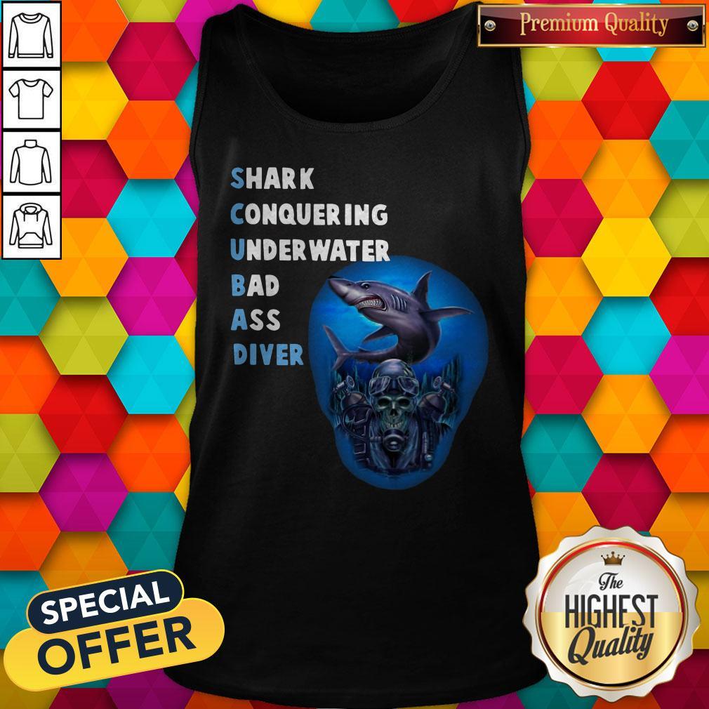Cute Quality Scuba Shark Conquering Underwater Badass Diver Shirt