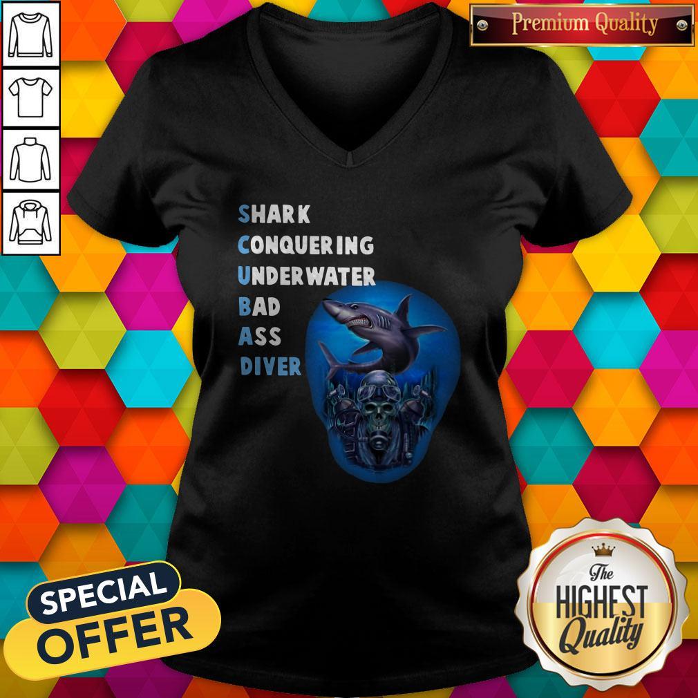 Cute Quality Scuba Shark Conquering Underwater Badass Diver Shirt