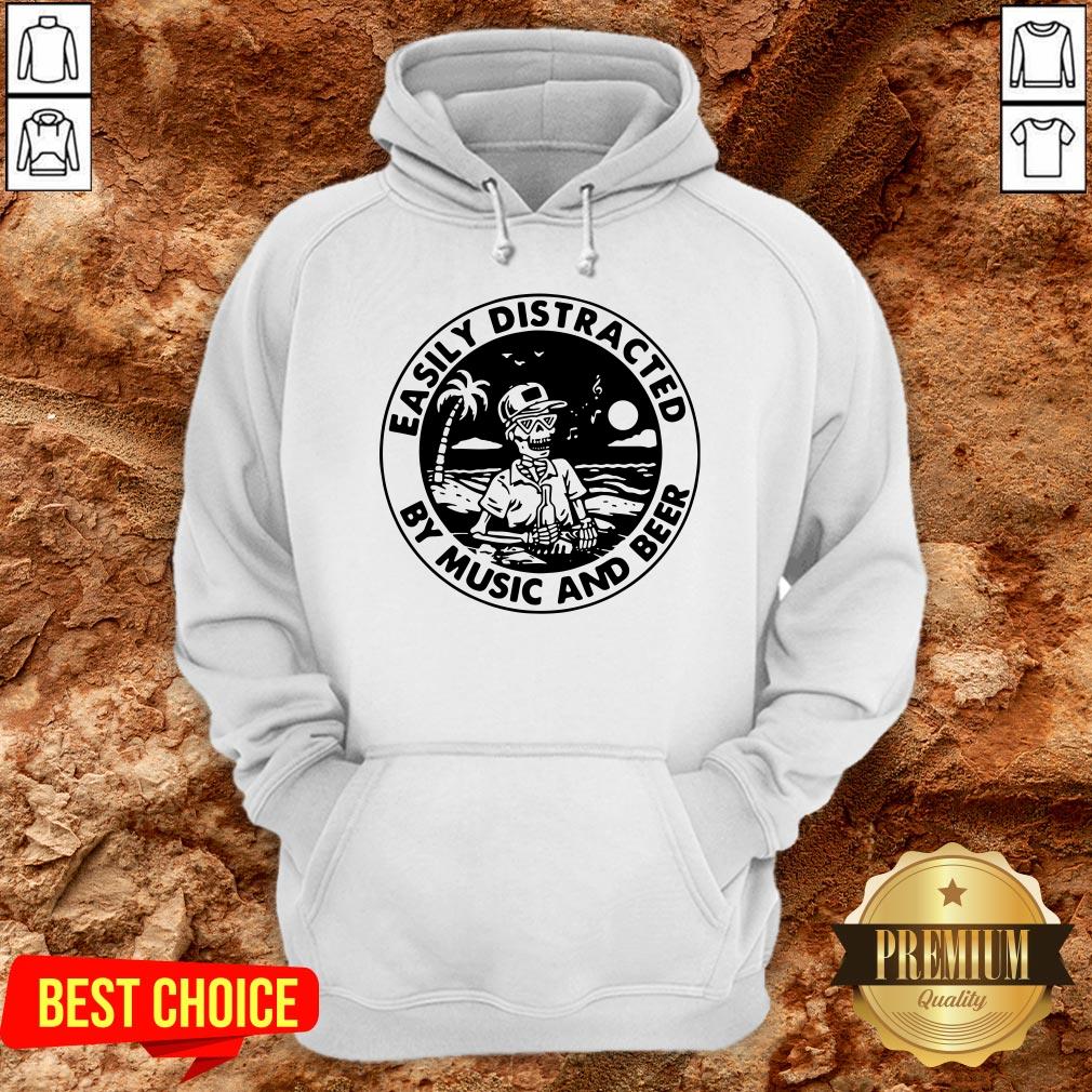 Cute Skeleton Easily Distracted By Music And Beer Shirt