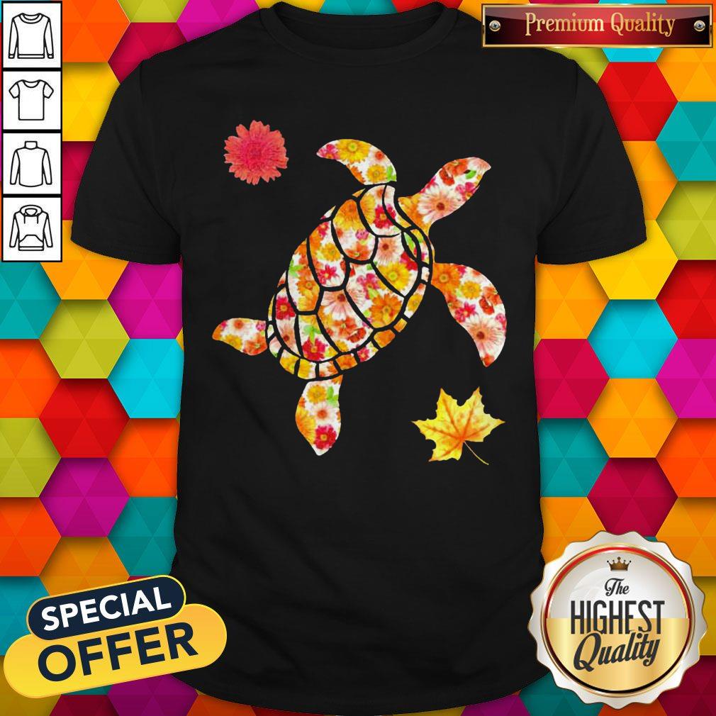 Cute Spring Turle Fall Flowers Shape Shirt