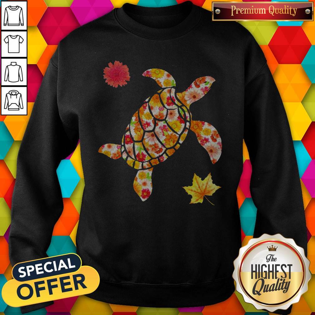 Cute Spring Turle Fall Flowers Shape Shirt