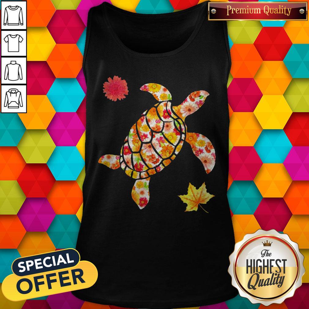 Cute Spring Turle Fall Flowers Shape Shirt