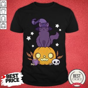 Official Pumpkin Cat Coffee Skull Halloween Shirt