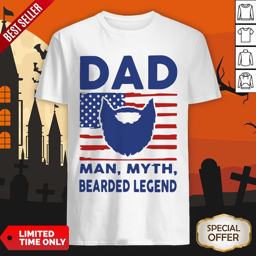 Dad Man Myth Bearded Legend American Flag Shirt
