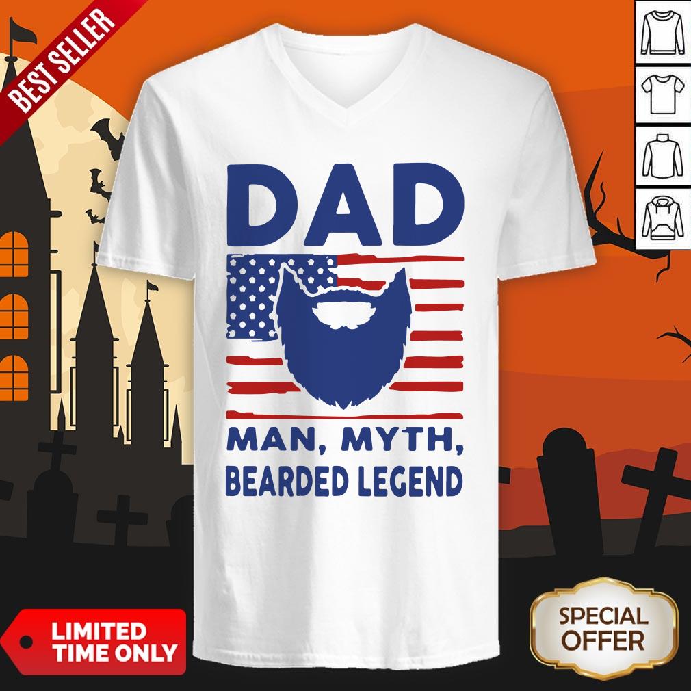 Dad Man Myth Bearded Legend American Flag Shirt