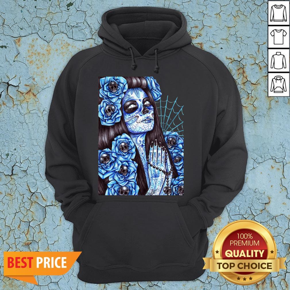 Day Of The Dead Blue Sugar Skull Girl Shirt
