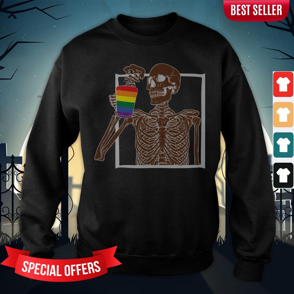 Day Of The Dead Dia De Los Muertos Skeleton Drinking Coffee LGBT Shirt