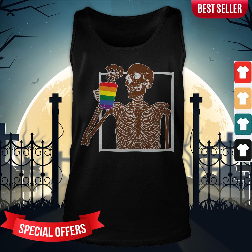 Day Of The Dead Dia De Los Muertos Skeleton Drinking Coffee LGBT Shirt