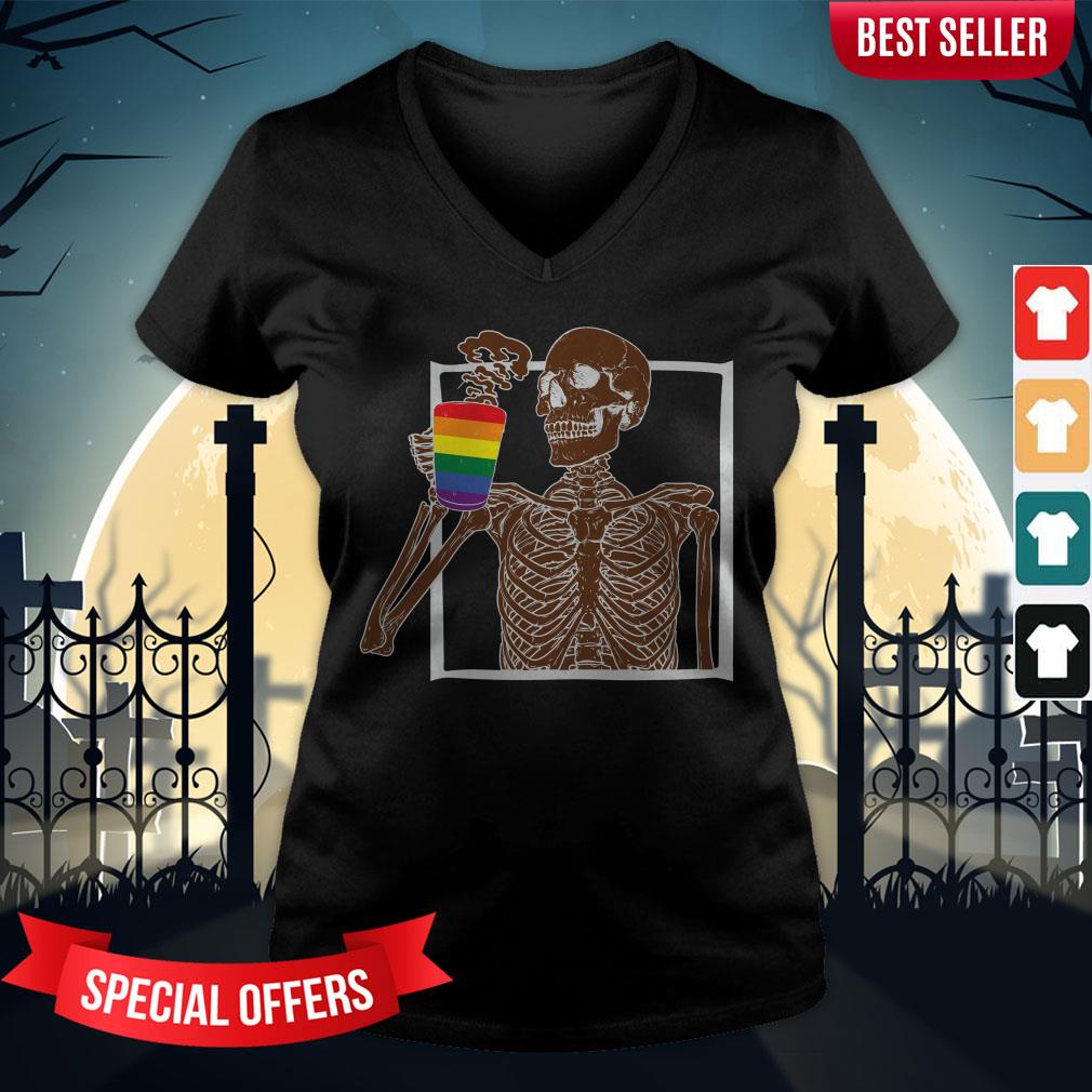 Day Of The Dead Dia De Los Muertos Skeleton Drinking Coffee LGBT Shirt