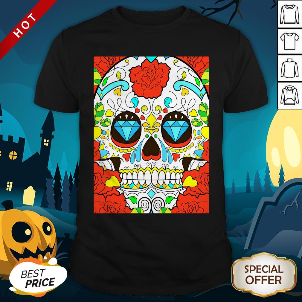 Day Of The Dead Rose Red Calavera Shirt