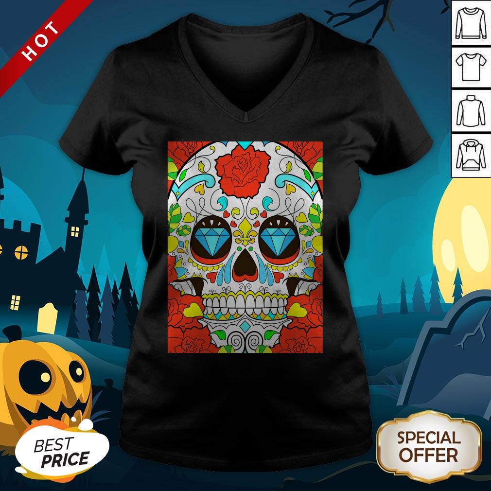 Day Of The Dead Rose Red Calavera Shirt