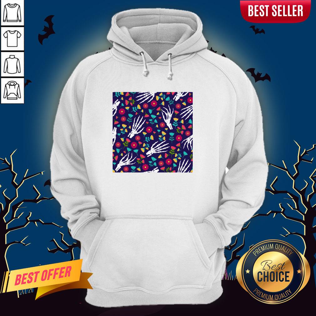 Day Of The Dead Sugar Skulls Skeleton Hand Flower Blue Shirt