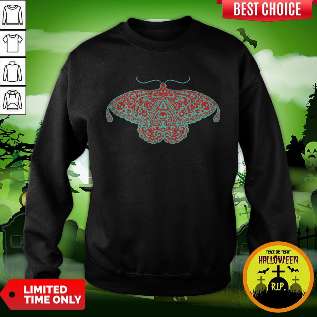 Death Head Moth Teal And Scarlet Day Of The Dead Shirt