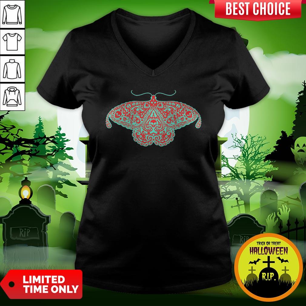 Death Head Moth Teal And Scarlet Day Of The Dead Shirt