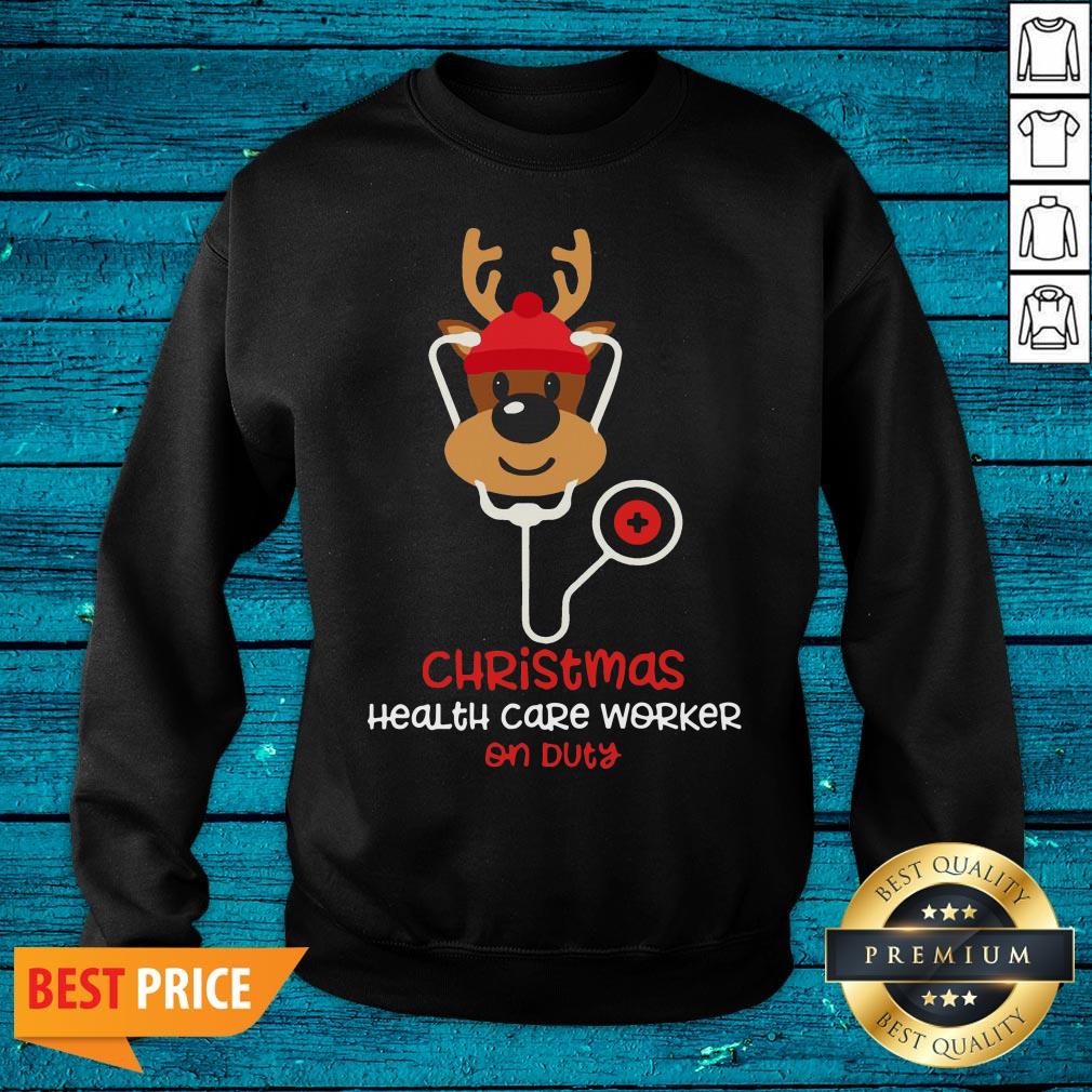 Delicate Christmas Health Care Worker On Duty Reindeer Nurse Funny Shirt