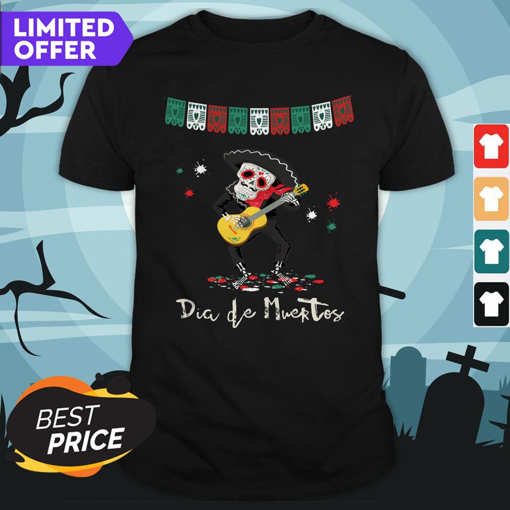 Dia De Muertos Day Of The Dead Mariachi Guitar Player Skeleton Shirt