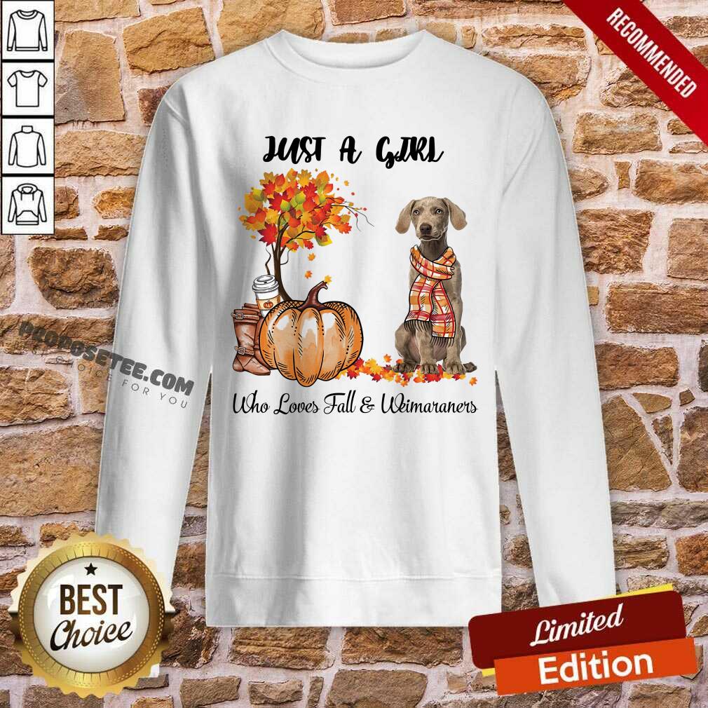 Dog And Pumpkin Just A Girl Who Loves Fall And Weimaraner Halloween Shirt