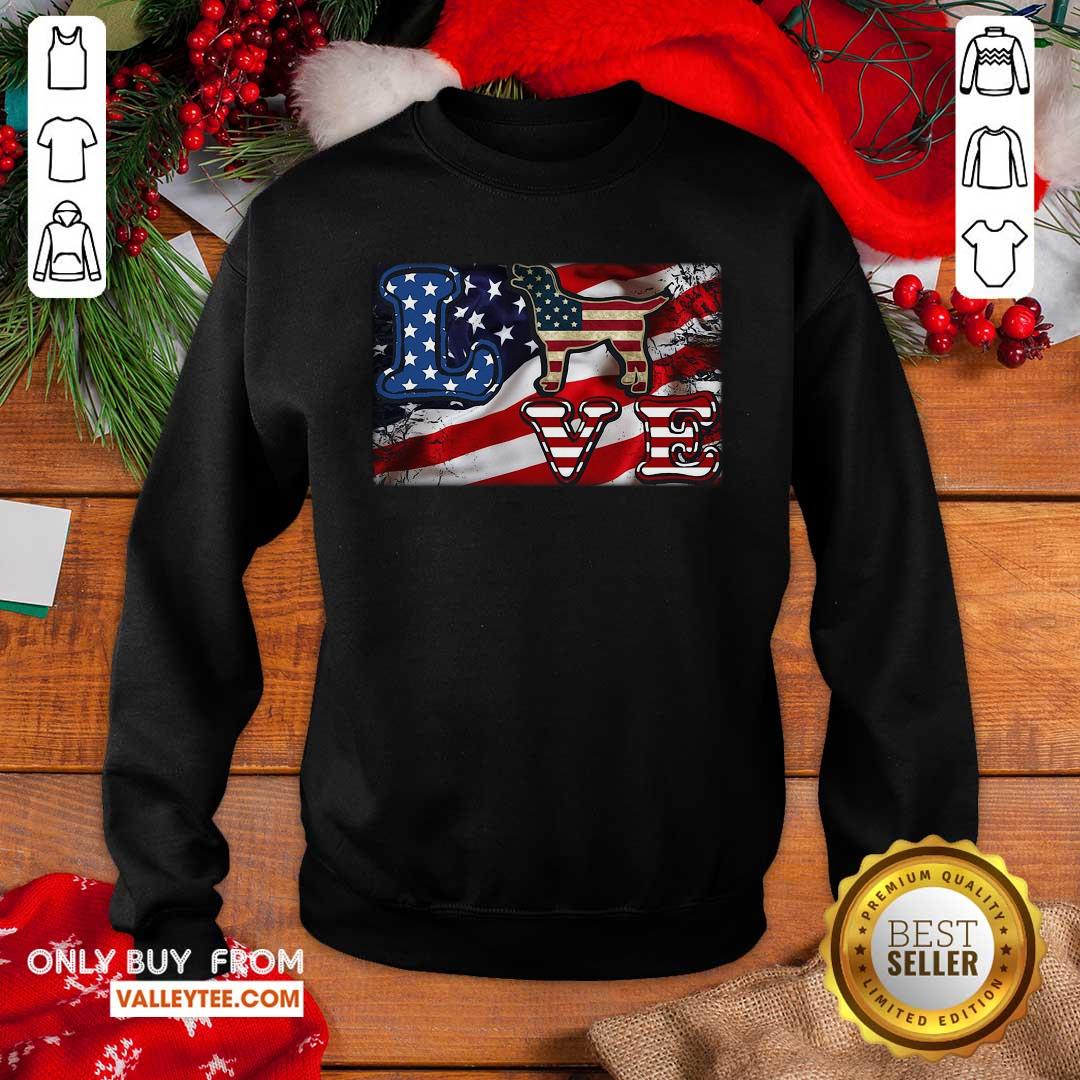Dog Love American Flag 4th Of July Shirt