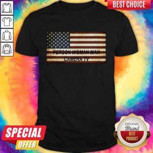 Stunning Person Woman Man Camera TV American Flag Shirt